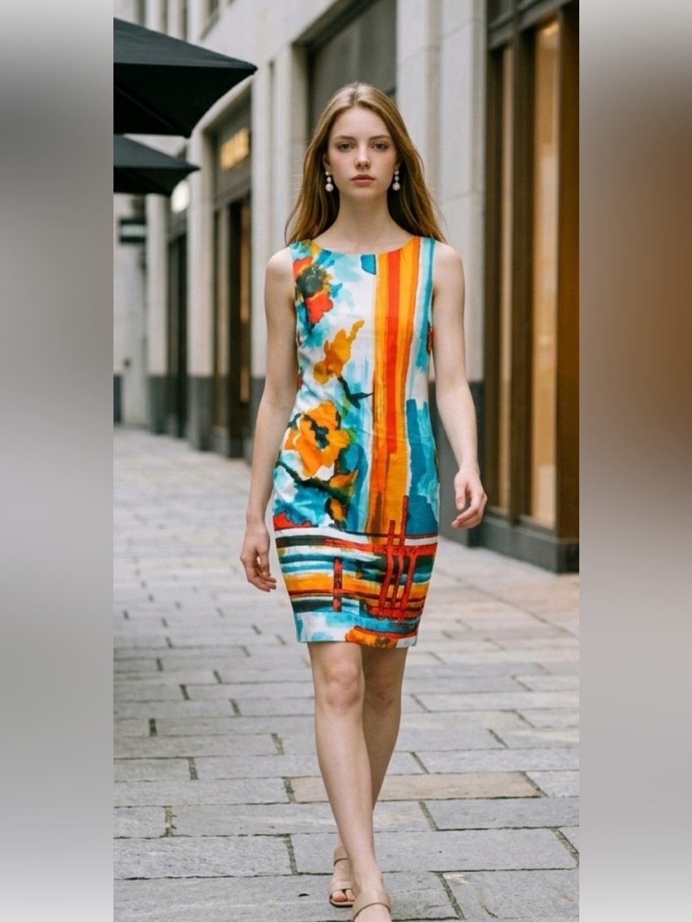 SUMMER'S END SALE 🌟 Chetta B · Watercolor Sleeveless Sheath Dress · Sz 6